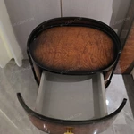 Curved Gradient Natural Wood Veneer Nightstand with Gold Clover Handles